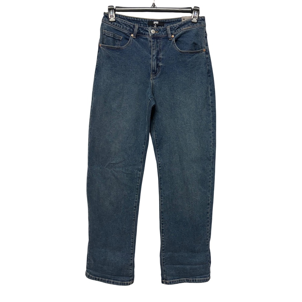 Madden NYC Women Medium Wash Barrel Jeans Size 8 High Rise WMGBA17H1 New Fall